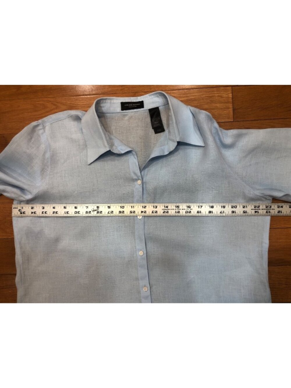 Adriana Bermani 100% Linen 3/4 Sleeve Button Front Shirt Beach Coastal Size L - Picture 6 of 8